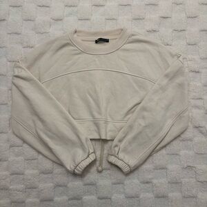 Zara Off-White Cropped Hoodie